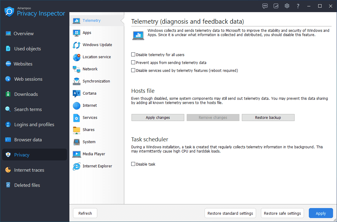 Ashampoo Privacy Inspector — Licencia Other — 2